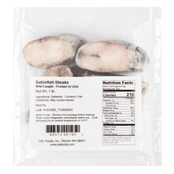 Alaska Wild Caught Black Cod Sablefish Steak, Frozen 1 lb