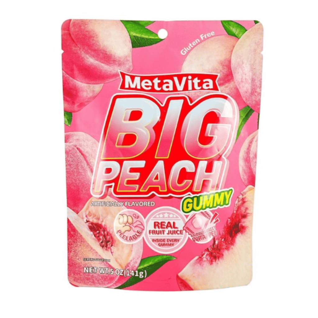 Bala de goma grande de pêssego MetaVita 5 oz