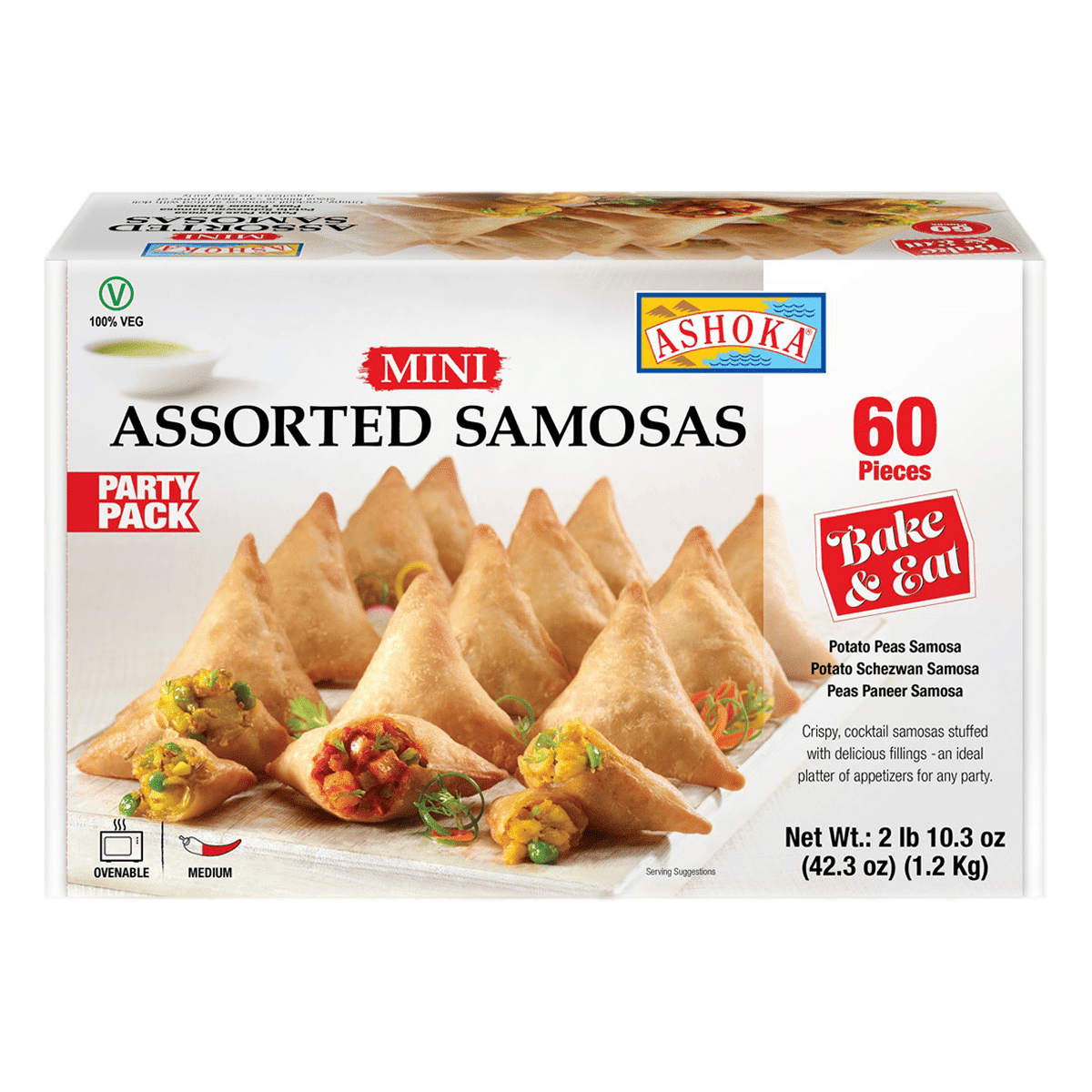 Ashoka Samosa, Assorted Flavor 60pcs, Frozen 10.3 oz