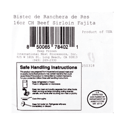 Choice Grade Butterflied Beef Sirloin Steak Fajitas 16 oz