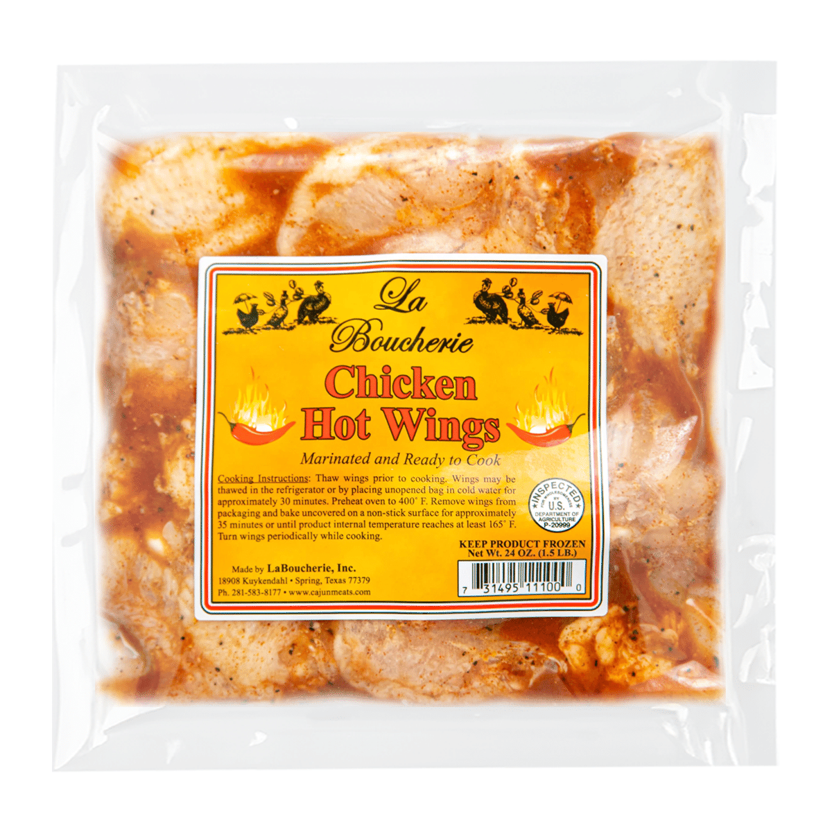 ปีกไก่สไปซี่สไตล์เคจุนสำหรับบาร์บีคิว (พร้อมย่าง) 24 oz