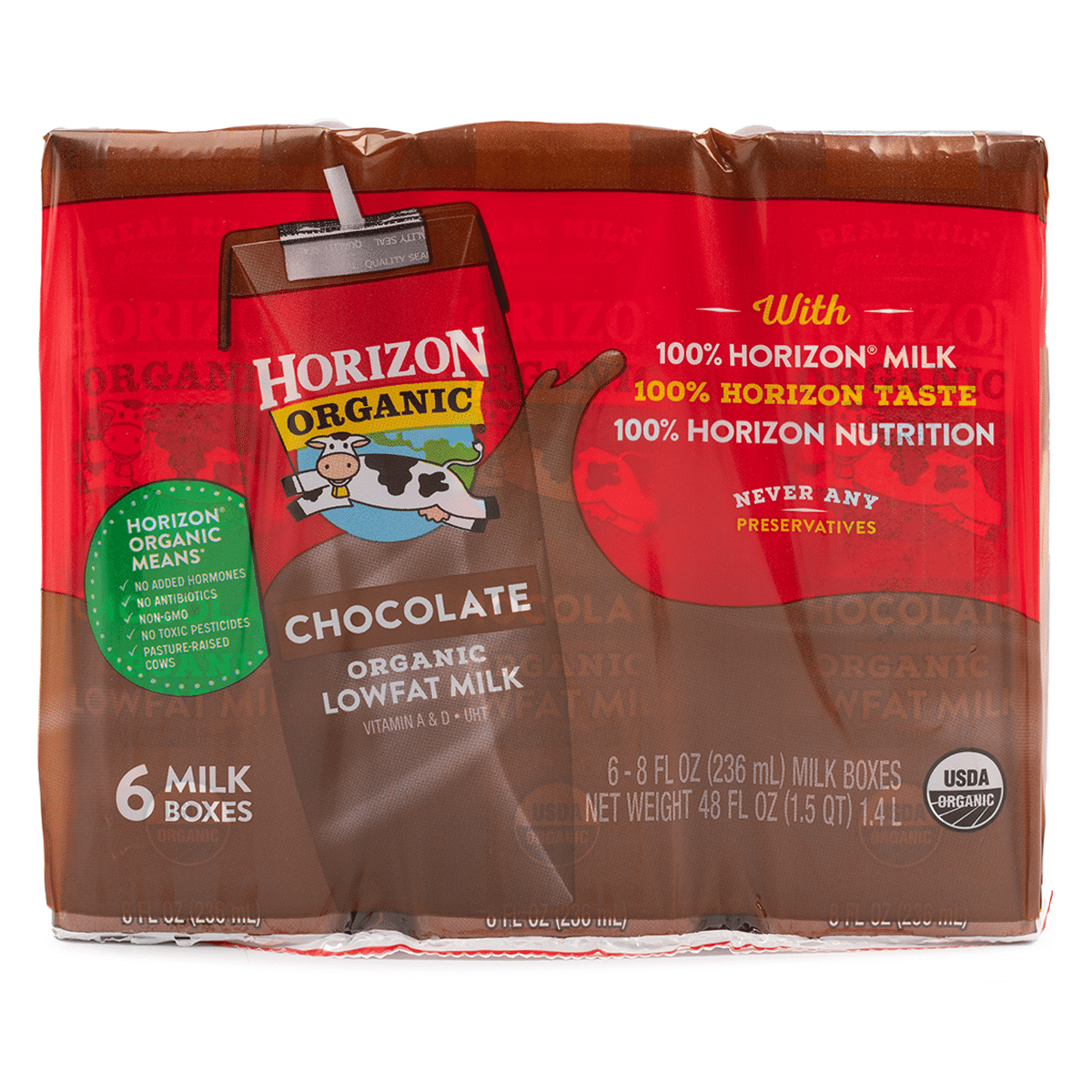 Leite de Chocolate Baixo em Gordura Orgânico Horizon 8 onça(s) líquida(s)*6 unidades