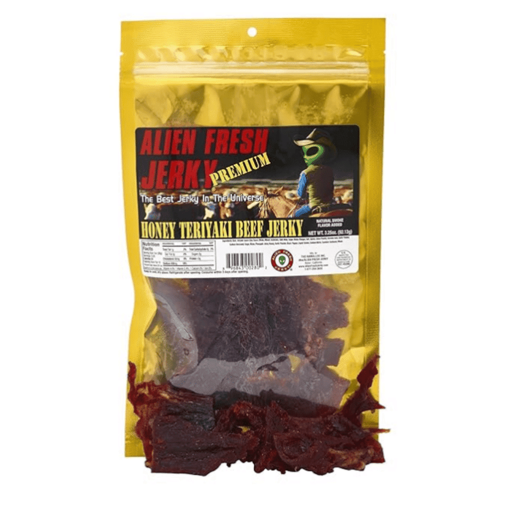 Alien Fresh Jerky พรีเมียม เนื้อวัวอบแห้ง รสฮันนี่เทอริยากิ 3.25 ออนซ์