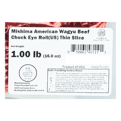 American Wagyu Beef Chuck Eye Roll Thin Slice 2mm 1 lb