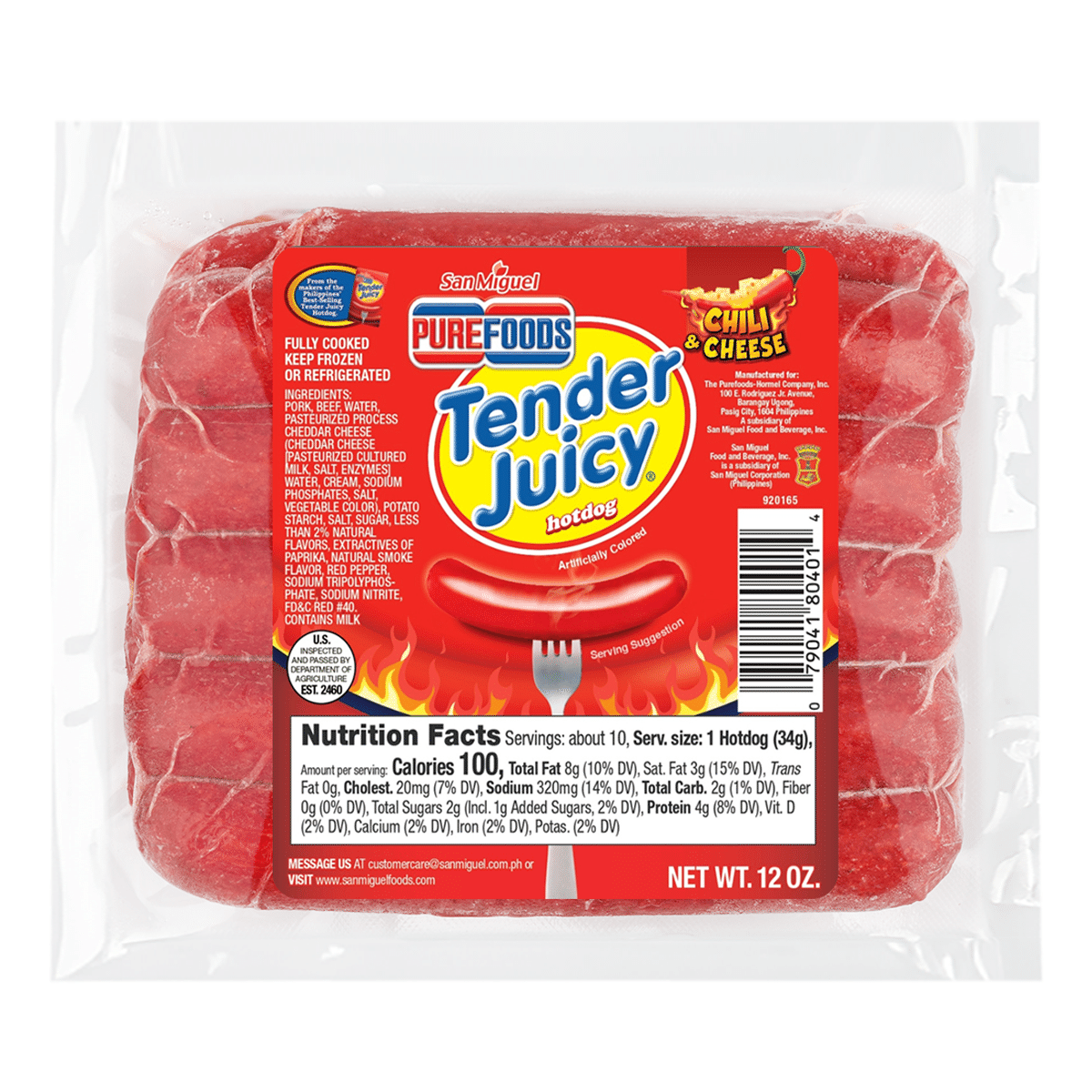 Purefoods Tender Juicy 辣椒芝士热狗 12 盎司