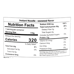 Hua Wei Fang Sour Soup Noodle Leaves Seaweed and Shrimp Salt Flavor 3.88 oz