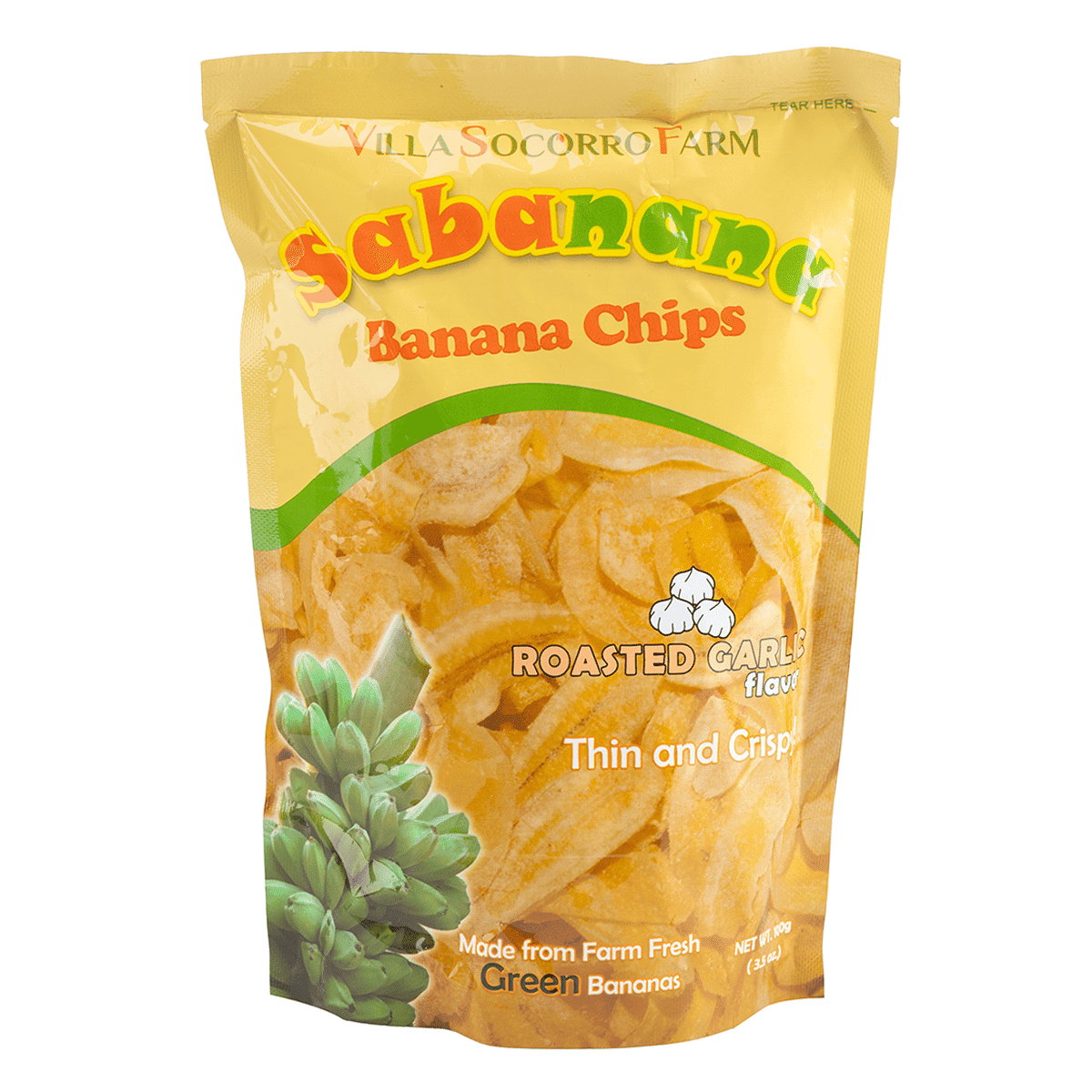 Villa Socorro Farm ซาบานาน่าชิปส์ กระเทียมอบ บางและกรอบ 100 กรัม