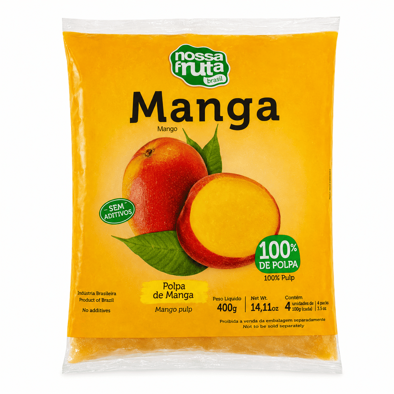 Nossa Fruta Brasil Pulpa de Mango Congelada 400 gramo(s)