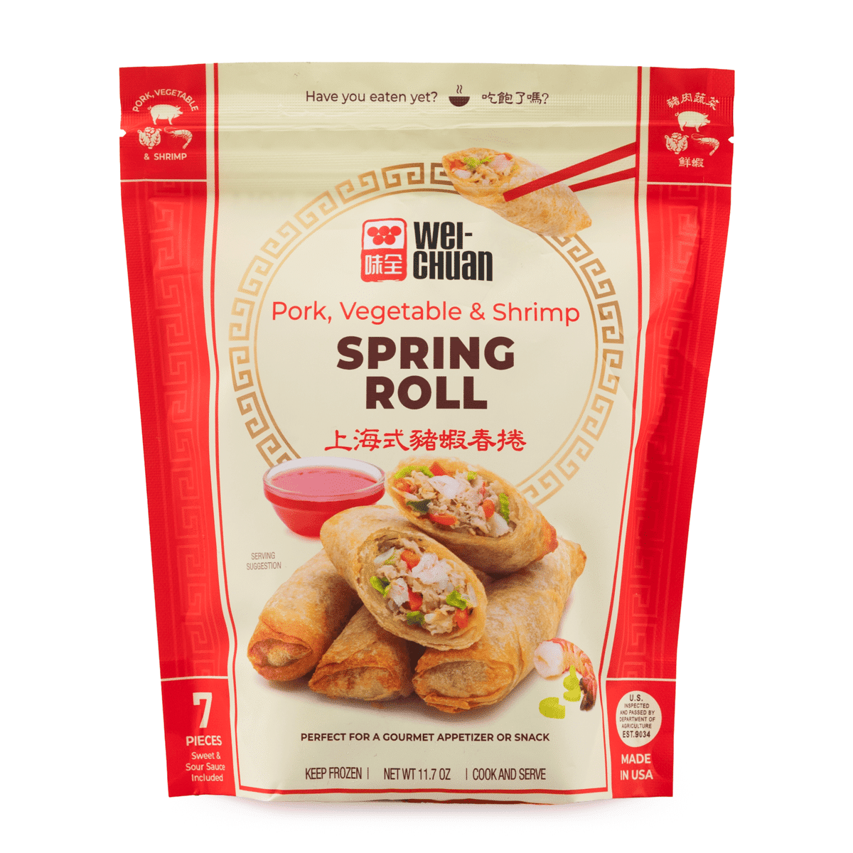 Wei-Chuan Pork, Vegetable and Shrimp Spring Rolls, Frozen 331 g