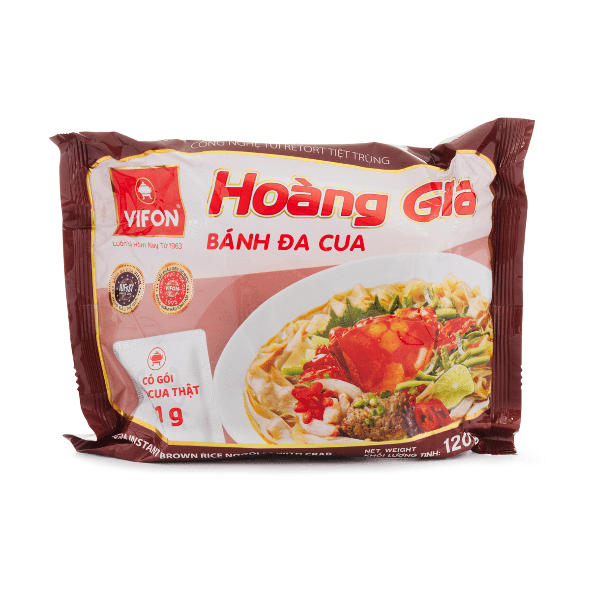 Vifon Hoang Gia Instant Brown Noodle with Crab 120 g*18 pack
