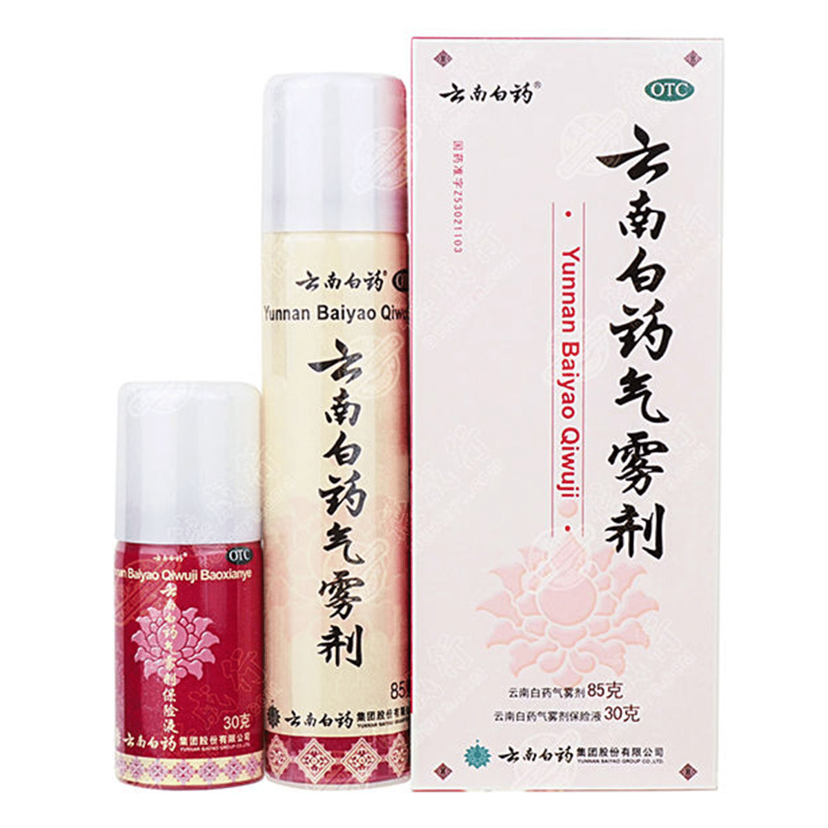 Yunnan Baiyao Aerosol Spray First Aid 2 Cans 85g+30g 1 케이스*60 팩
