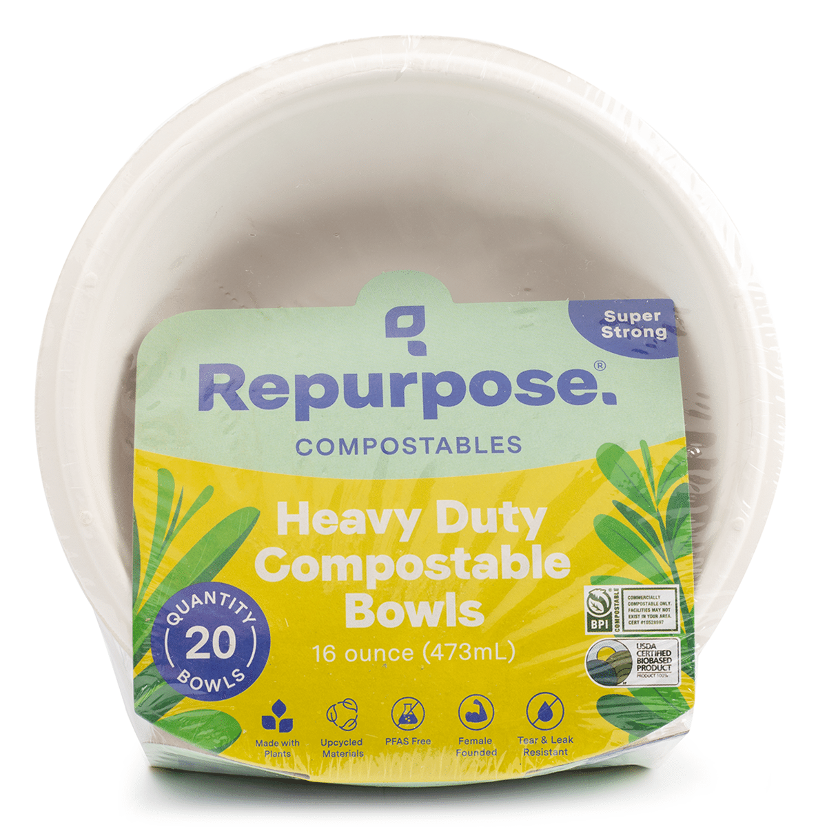 Repurpose 퇴비화 가능 튼튼한 그릇 20개입 1 개입