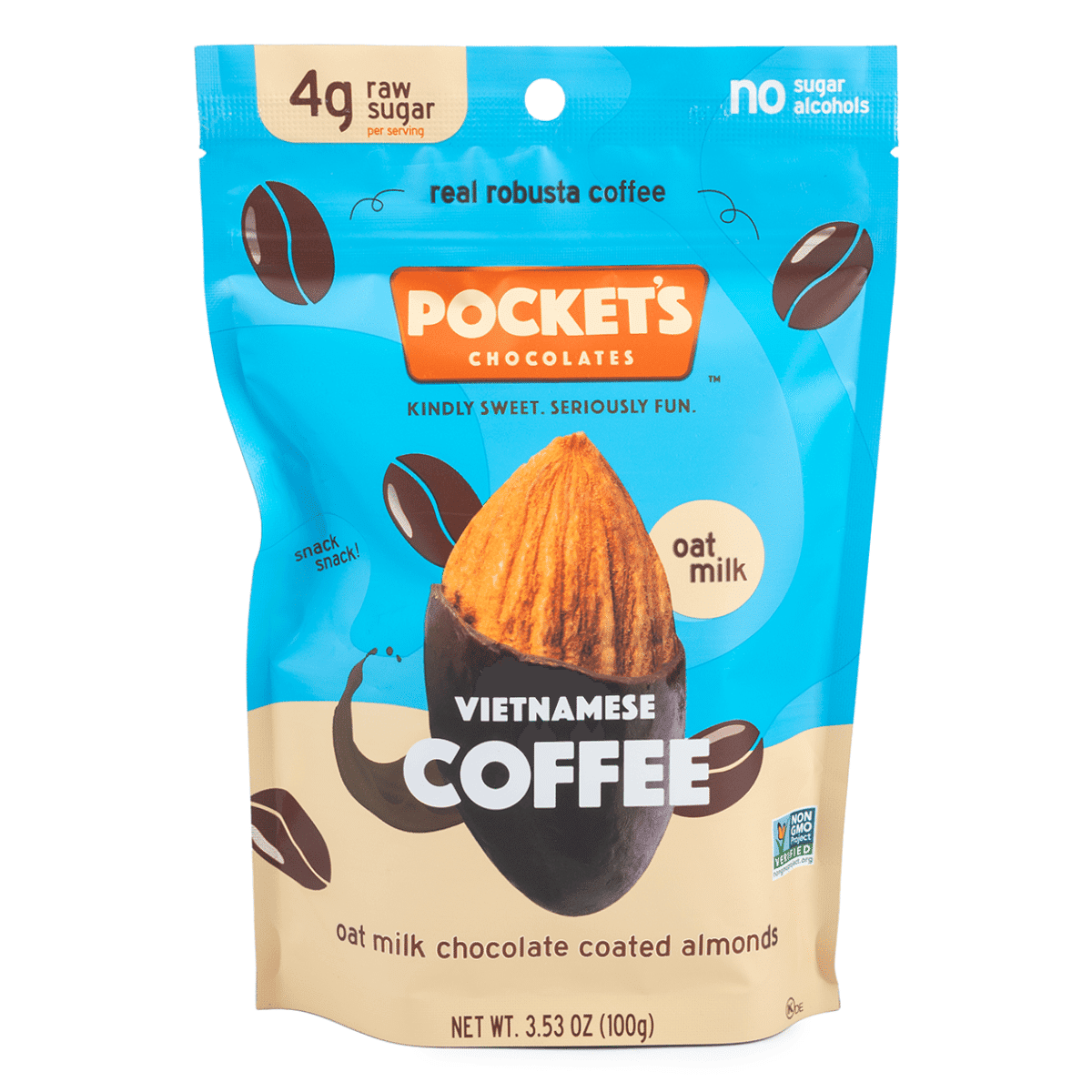 Pocket's Viet Coffee Chocolate coated Almonds 3.53 oz