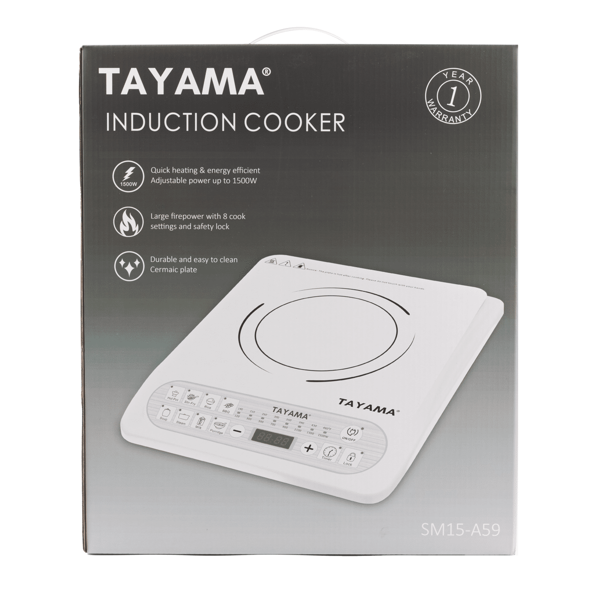 Tayama® Single Burner 12 in. White Electric Induction Cooktop Hot Plate 1500-Watts 1 ケース