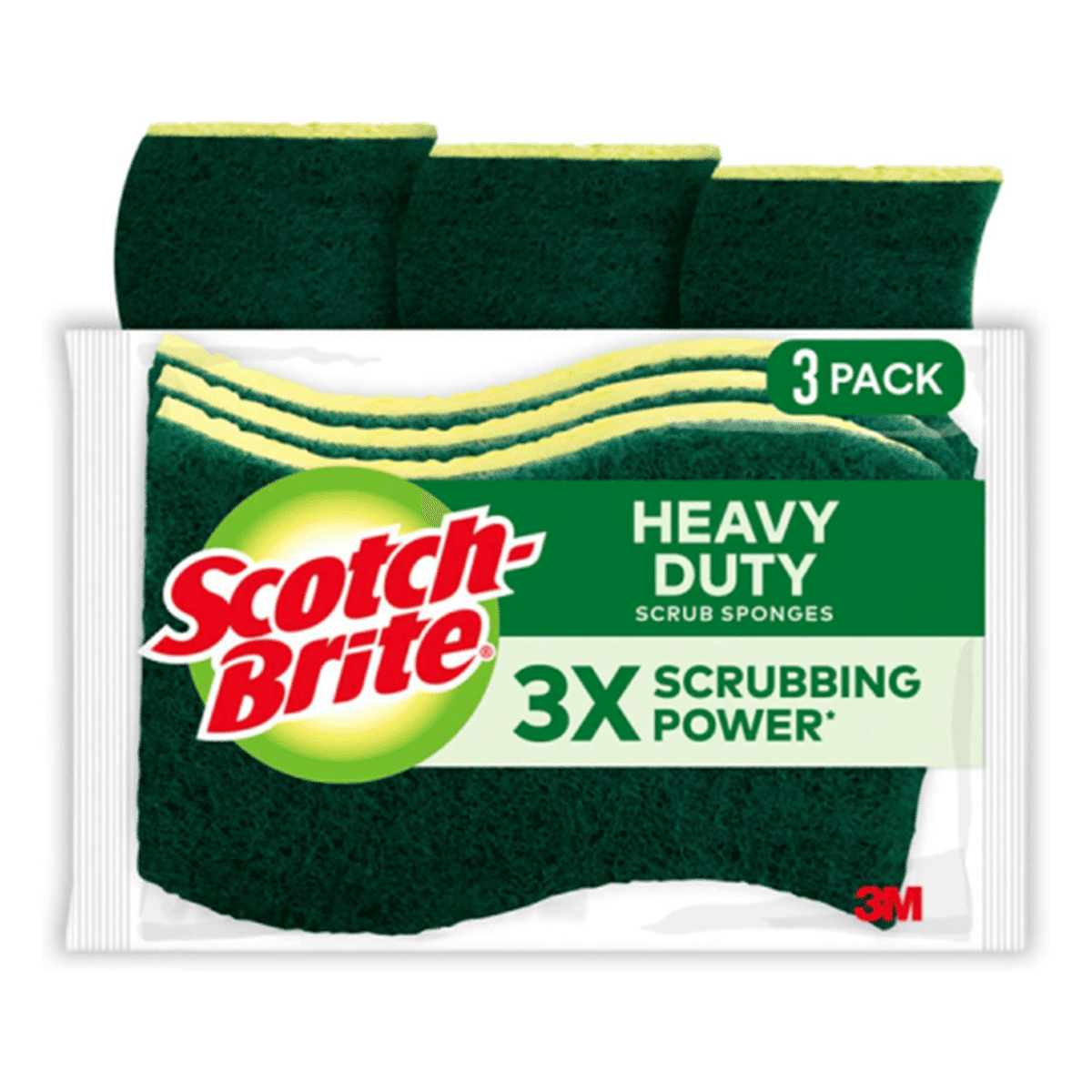 Scotch-Brite Heavy-Duty Scrub Sponges 3/Pack (Yellow/Green) 1 개입