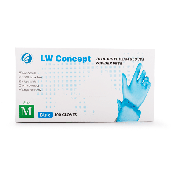 weee_grocery_LW Concept Blue Rubber Gloves, Medium (100pcs) 1 box