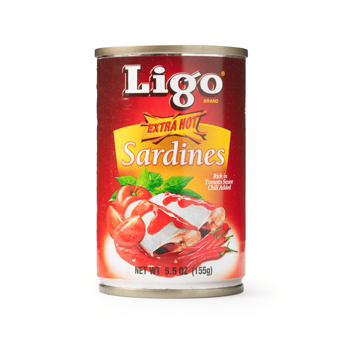 Ligo Extra Hot Sardines in Chili Tomato Sauce 5.5 온스*100 팩