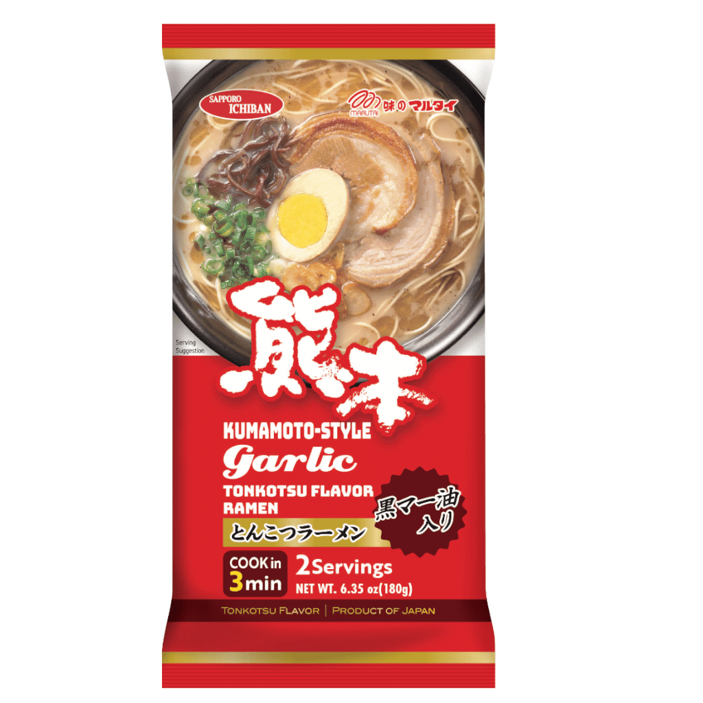 マルタイ 熊本ガーリックとんこつ インスタントラーメン 黒マー油入り 2人前 6.49 オンス