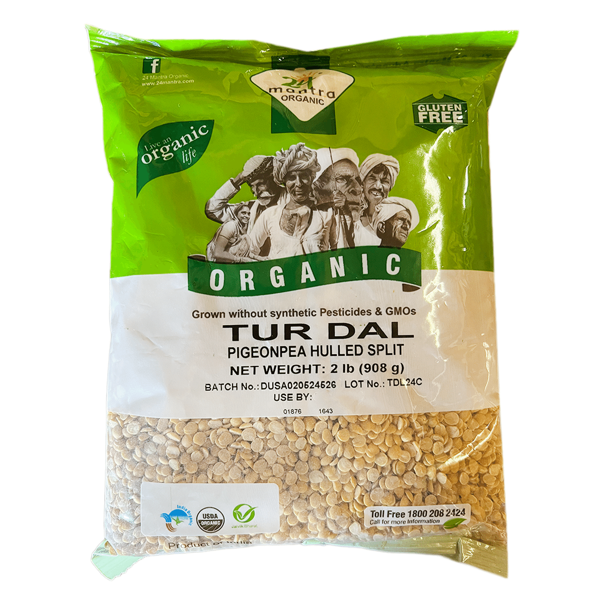 24 Mantra Organic Toor Dal (Split Pigeon Peas) 2 lb