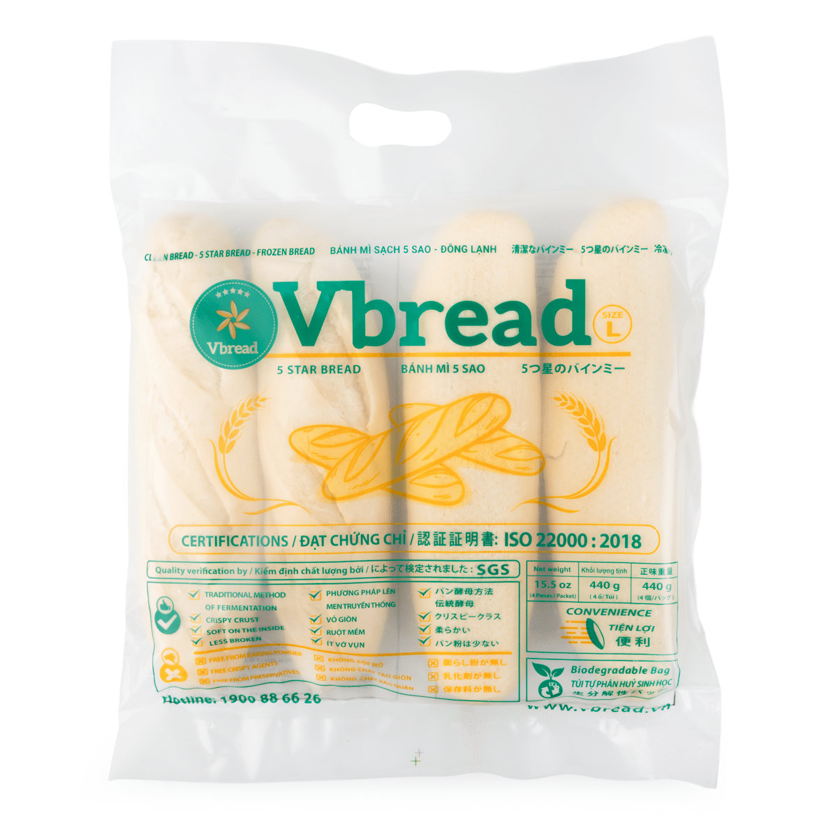 Vbread Frozen Bread Size L 15.5 oz