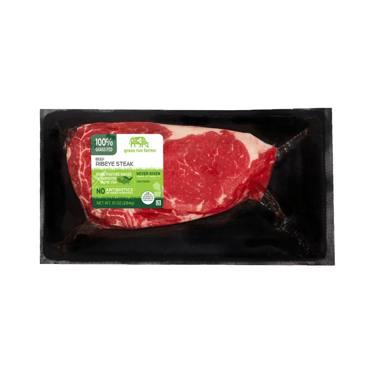 Grass Run Farms Grass Fed Beef Ribeye Steak, Frozen 10 oz