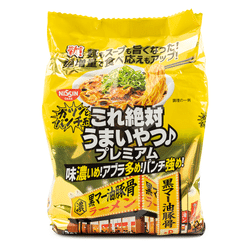 Nissin Premium Ramen Noodle Tonkotsu & Black Garlic Oil Flavor 3 Servings 279 g