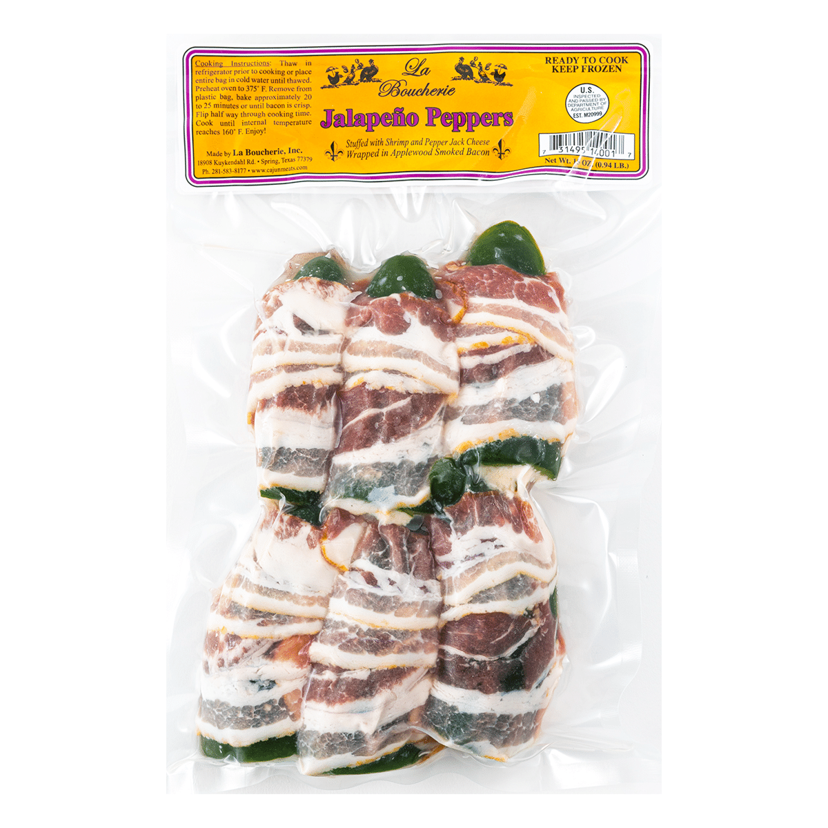 ป๊อปเปอร์พริกฮาลาปีโญสไตล์คาจุนสอดไส้กุ้งและชีสเปปเปอร์แจ็ค 15 oz