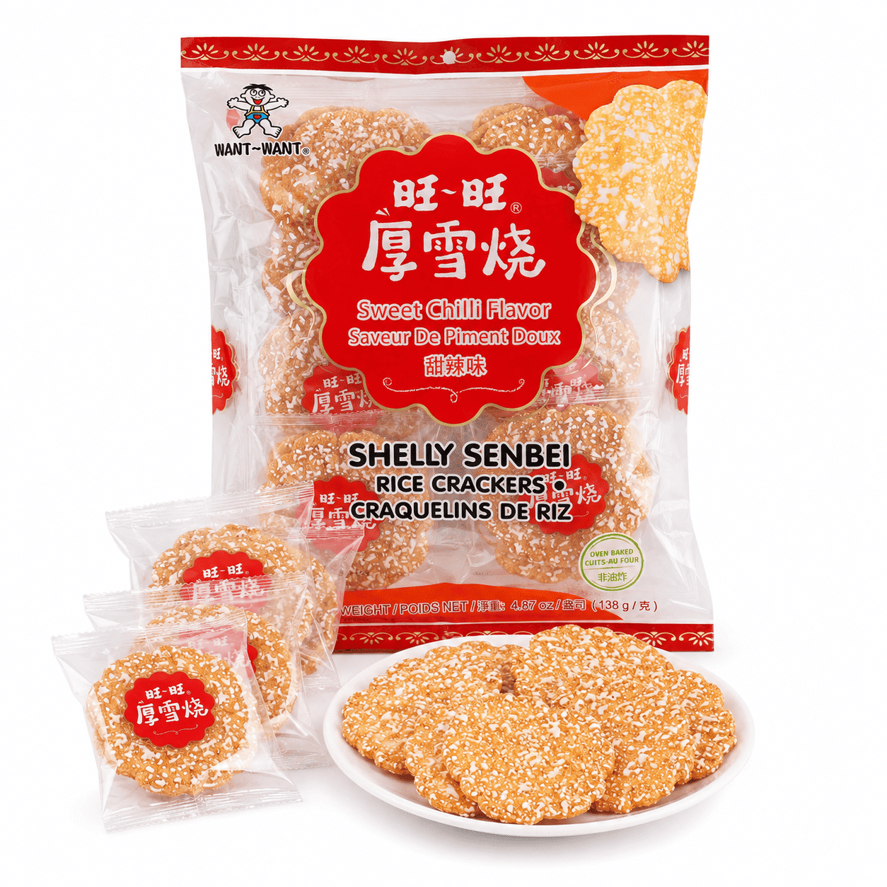 Want Want Shelly Senbei Rice Cracker, Sweet Chili Flavor 150 g