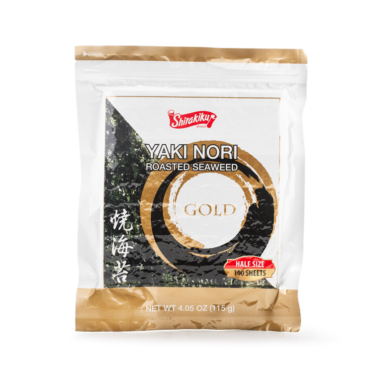 Get Shirakiku Nori Seaweed Gold Half Cut 100 Sheet 4.05 oz