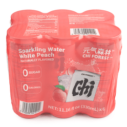 Genki Forest Sparkling Water, White Peach Flavor 330 ml*6 cans