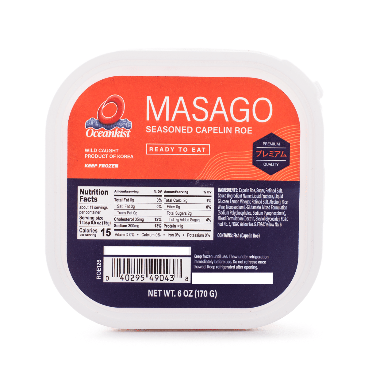 Oceankist Masago Seasoned Capelin Roe, Frozen 6 oz