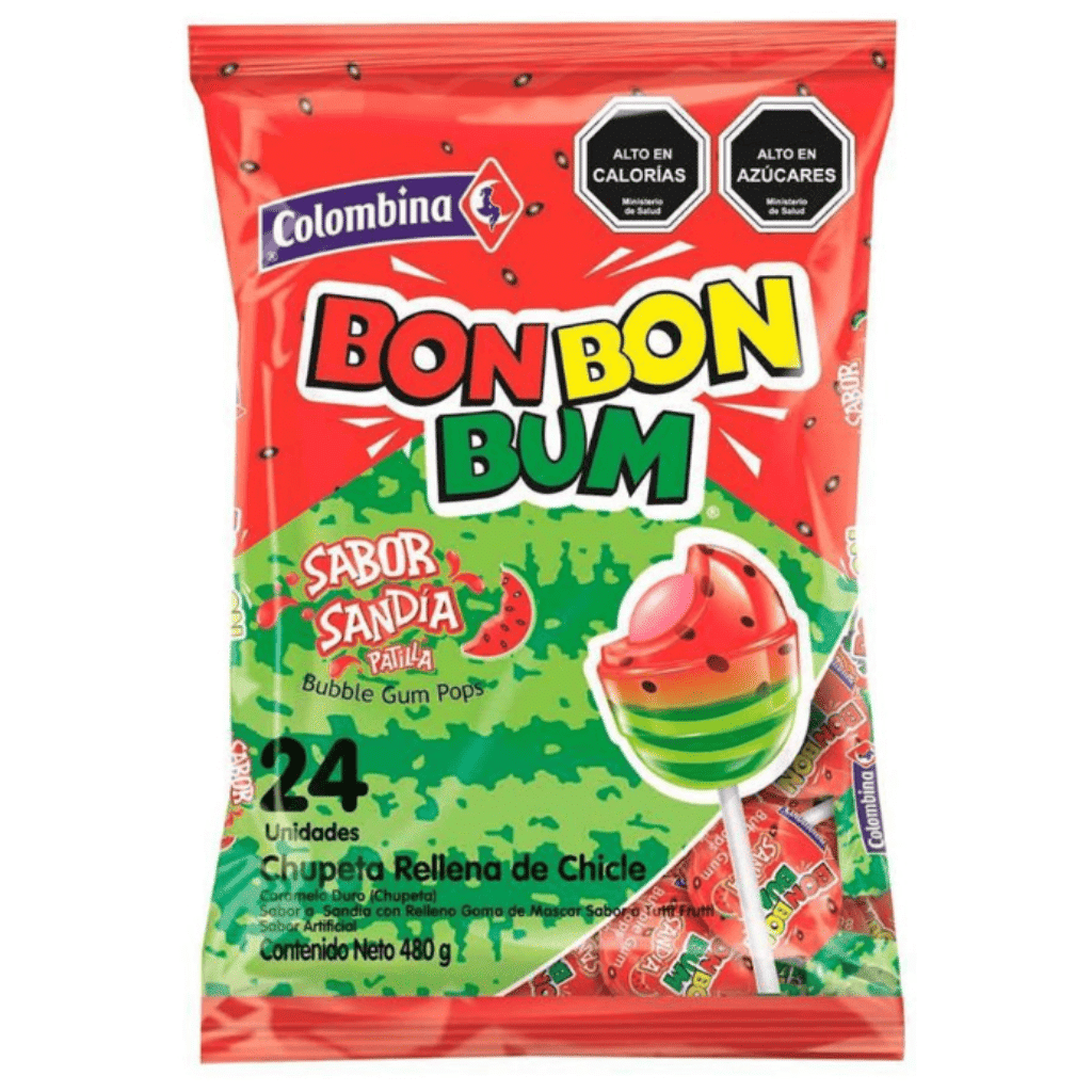 Colombina Bon Bon Bum Watermelon Bubble Gum Pops 14.4 oz