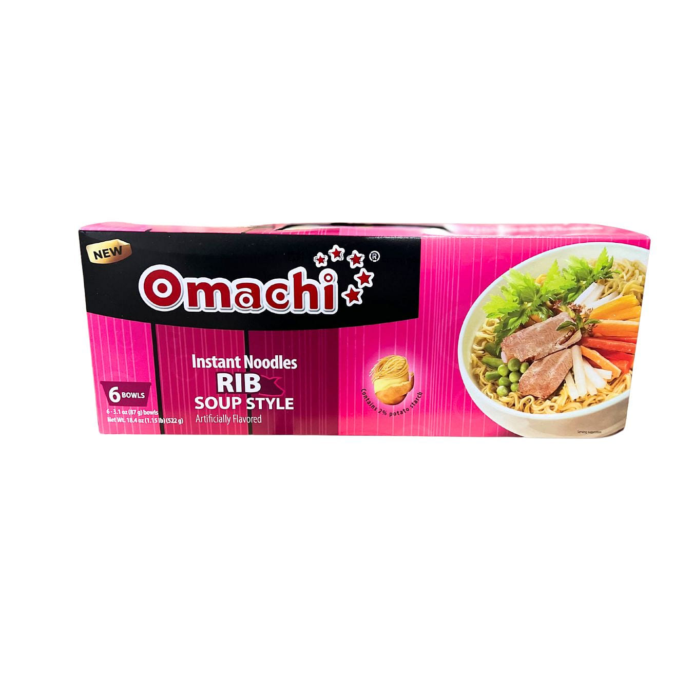 Omachi Instant Noodles Bowl Rib Soup Flavor 87 g*6 counts