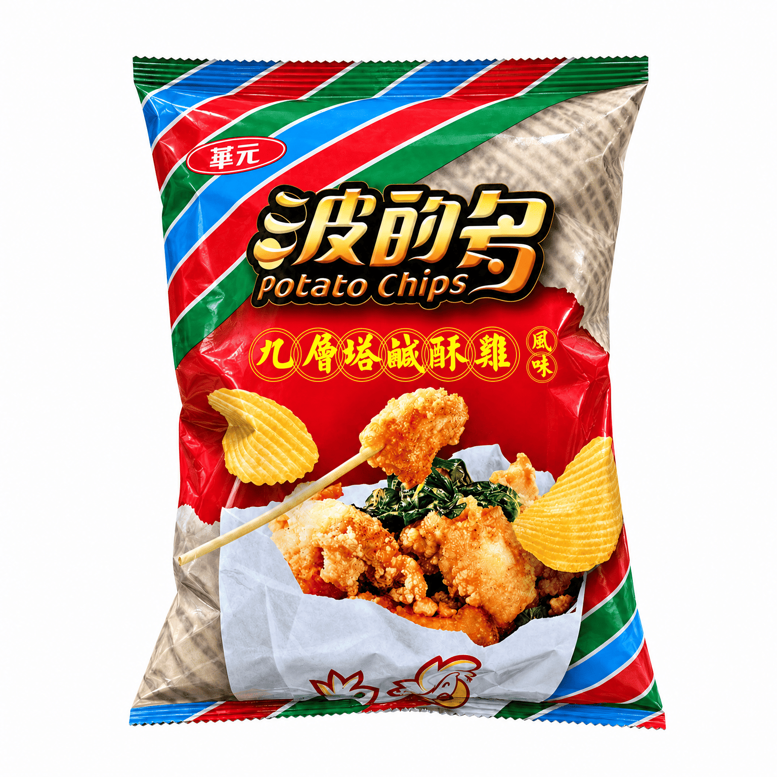 Hwa Yuan มันฝรั่งทอดรสไก่ป๊อปคอร์นใบโหระพาไทย 73 กรัม