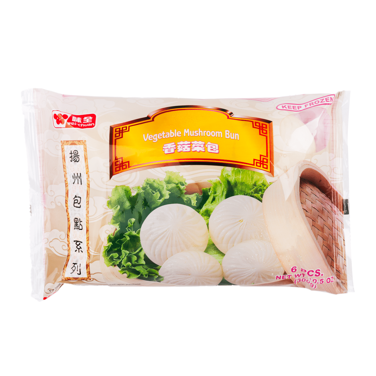 Bollo de Verduras y Champiñones Wei Chuan 6 piezas, Congelados 300 gramo(s)