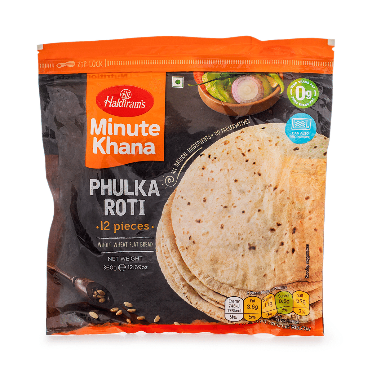 Haldiram's Phulka Roti (Bread) Frozen 12pc 360 g