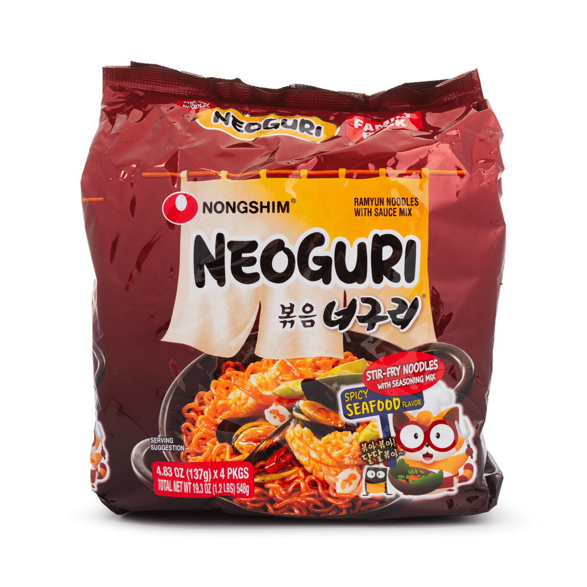농심 볶음 너구리 4팩 4.83 온스
