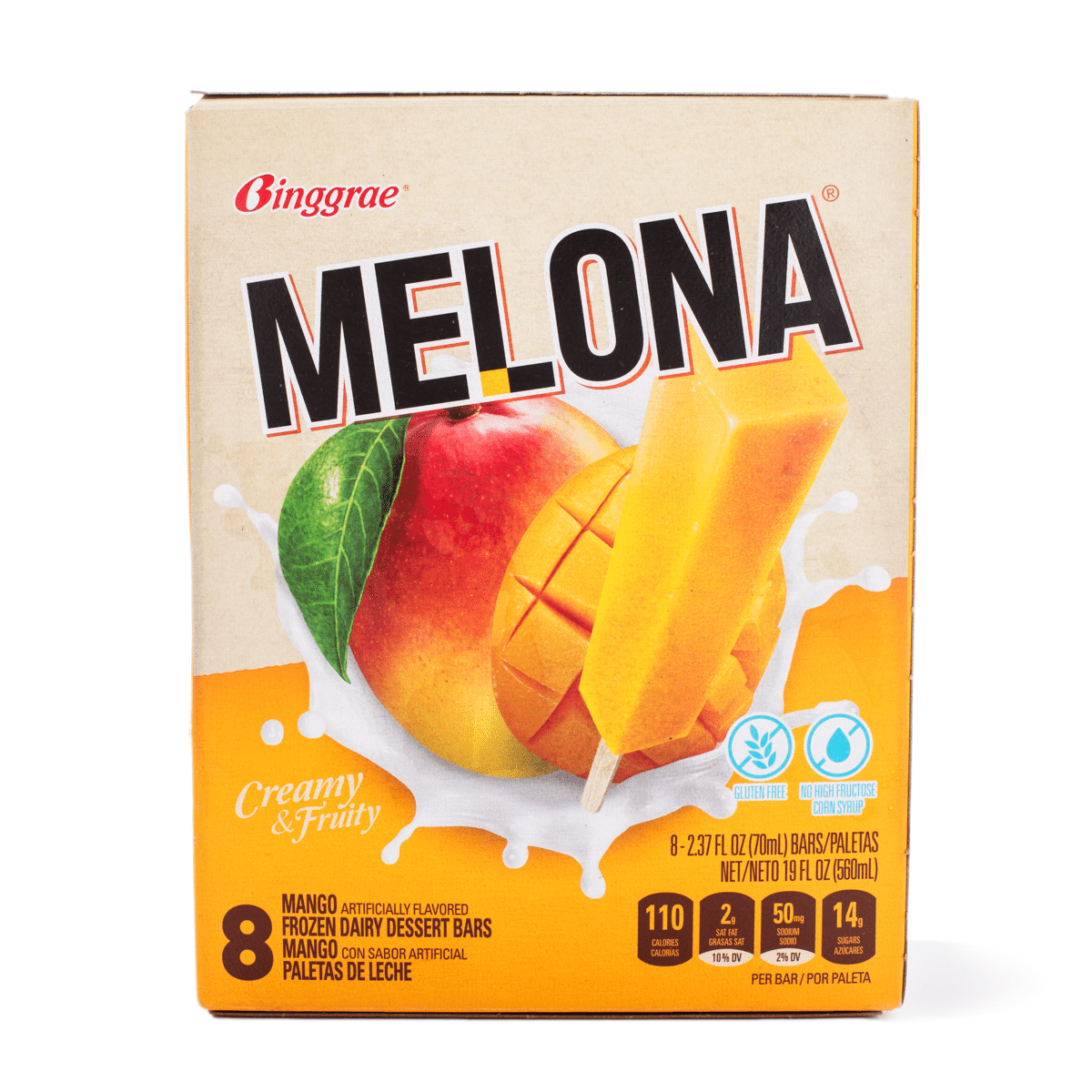 Binggrae Melona Ice Bar, Mango flavor 8pcs, Frozen 560 ml
