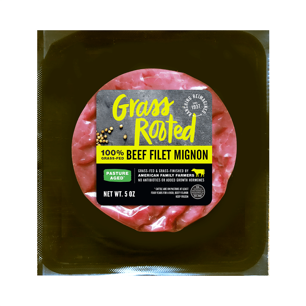Grass Rooted 100% Grass Fed Beef Filet Mignon Steak 5 oz