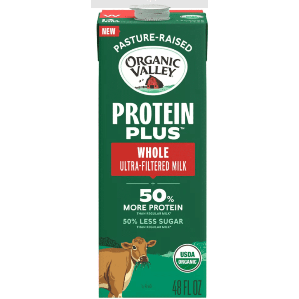 Leite integral ultrafiltrado Protein Plus Organic Valley 48 oz