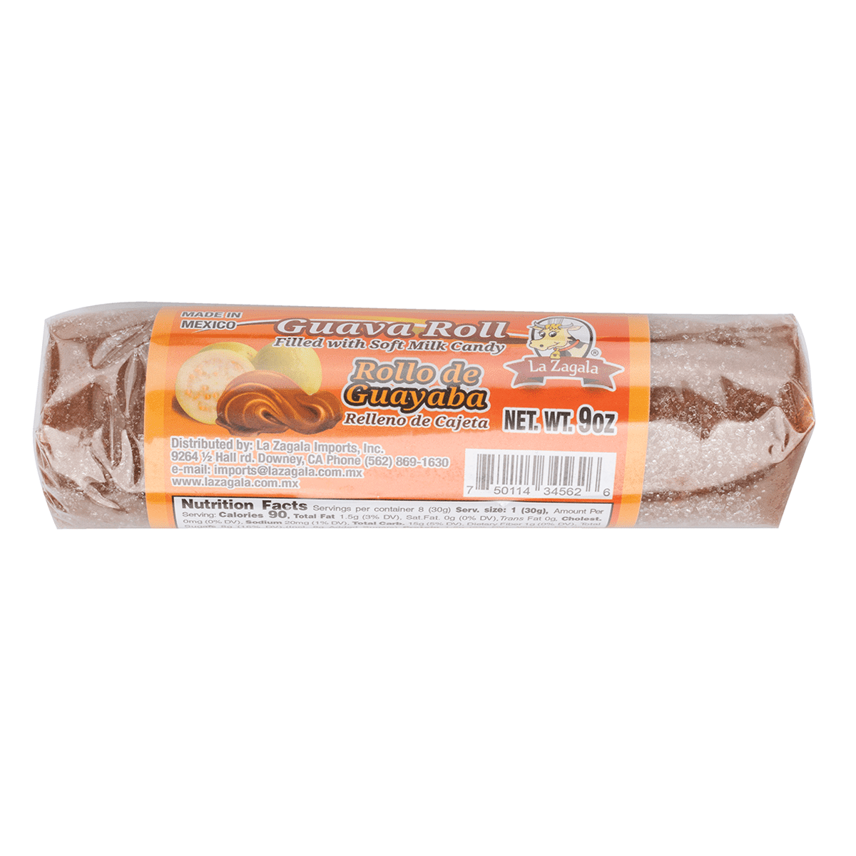La Zagala Guava Roll filled with Milk candy 9 oz