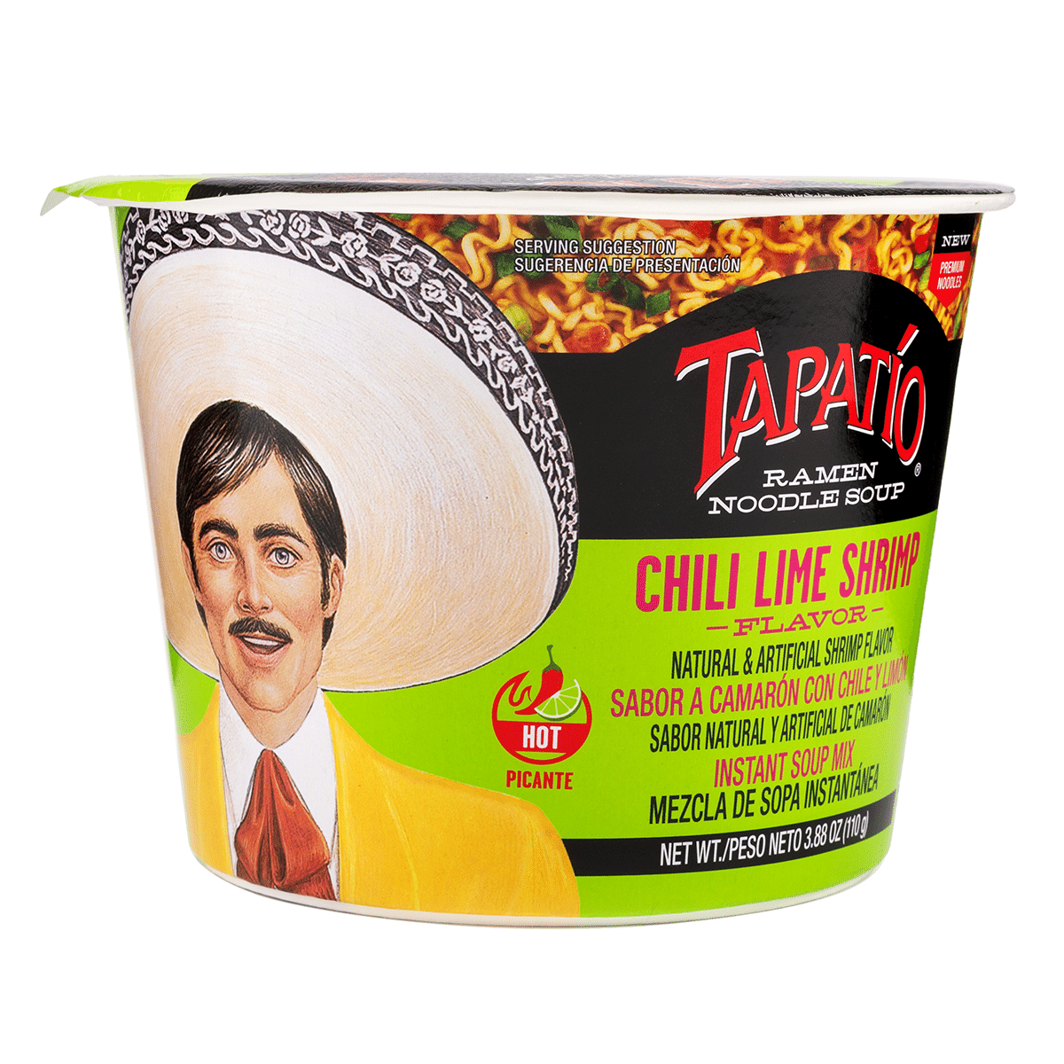 TAPATIO บะหมี่กึ่งสำเร็จรูปถ้วย รสกุ้งพริกมะนาว 3.88 oz
