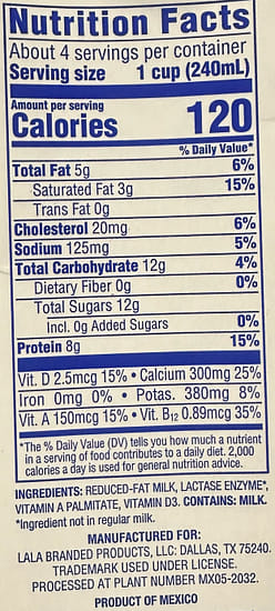 Lala UHT 2% Lactose Free Milk 33.8 fl.oz