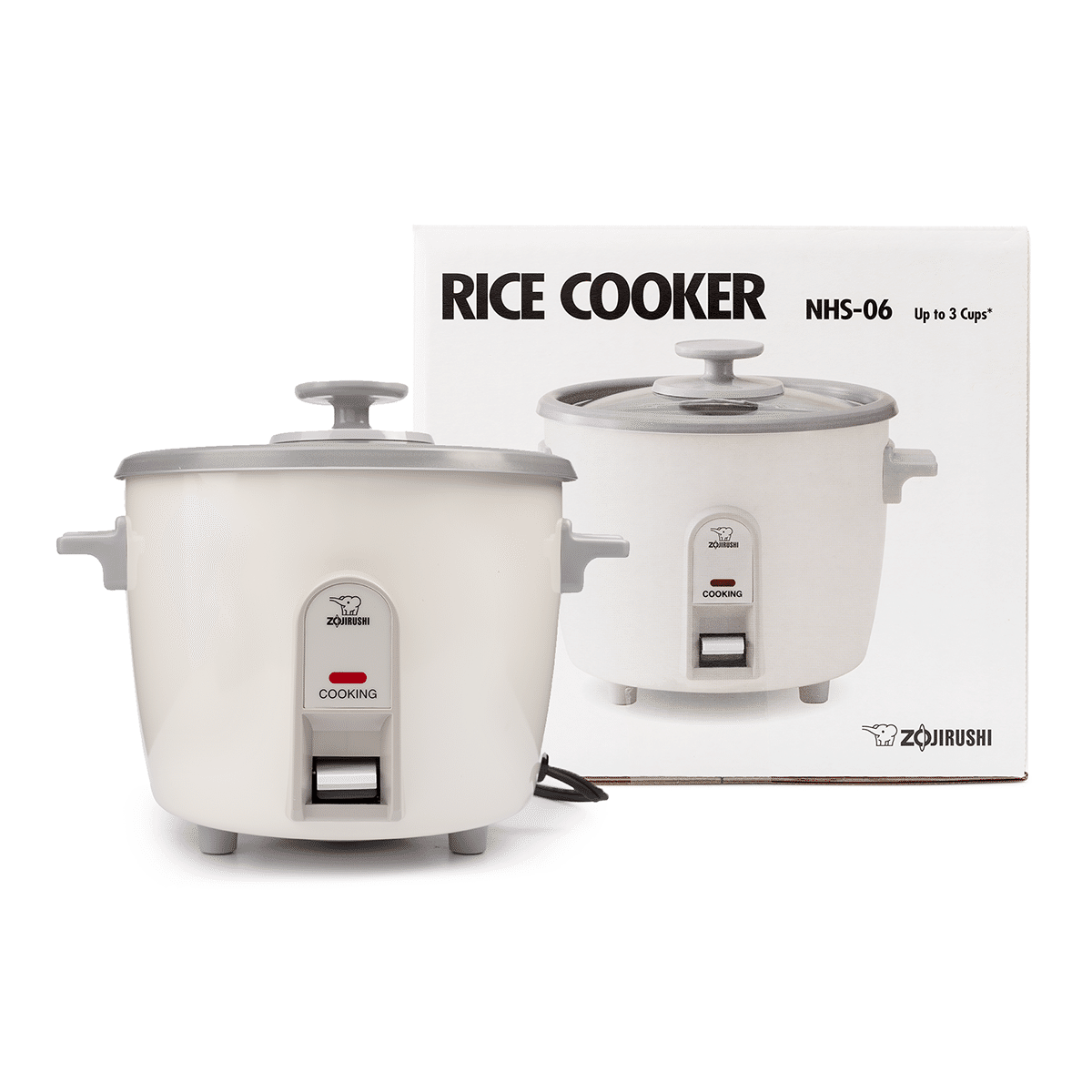 Zojirushi NHS-06 3-Cup (Uncooked) Electric Rice Cooker, White 1 count