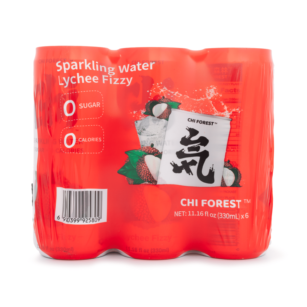 Genki Forest Sparkling Water, Lychee Fizzy Flavor 330 ml*6 can
