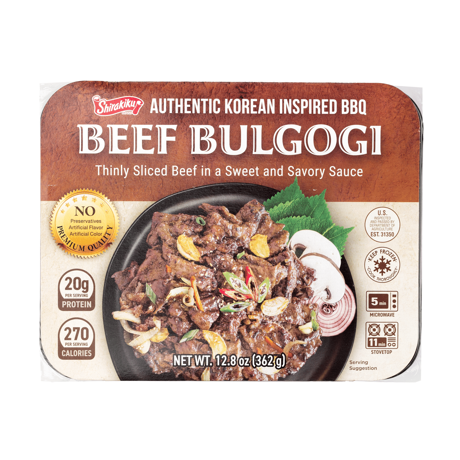 SHIRAKIKU KOREAN BEEF BULGOGI 2.5 servings, Frozen 12.8 oz