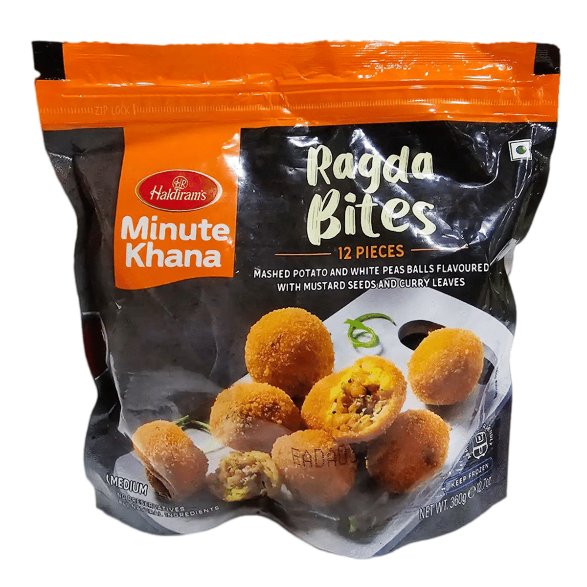 Bocados de patata y guisantes blancos Haldiram's congelados 360 g