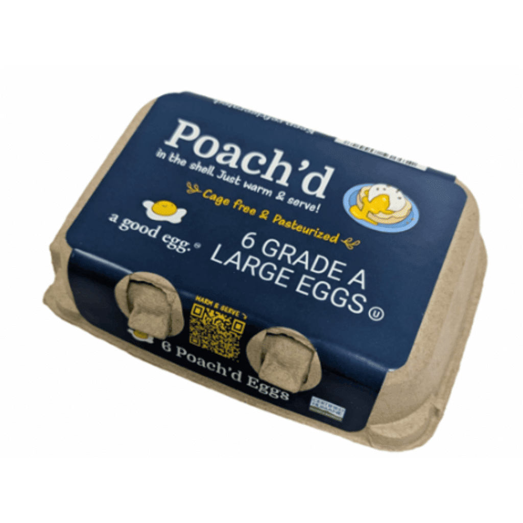 Poach’d Cage free & Pasteurized large eggs " Safe to eat Raw " 6 count