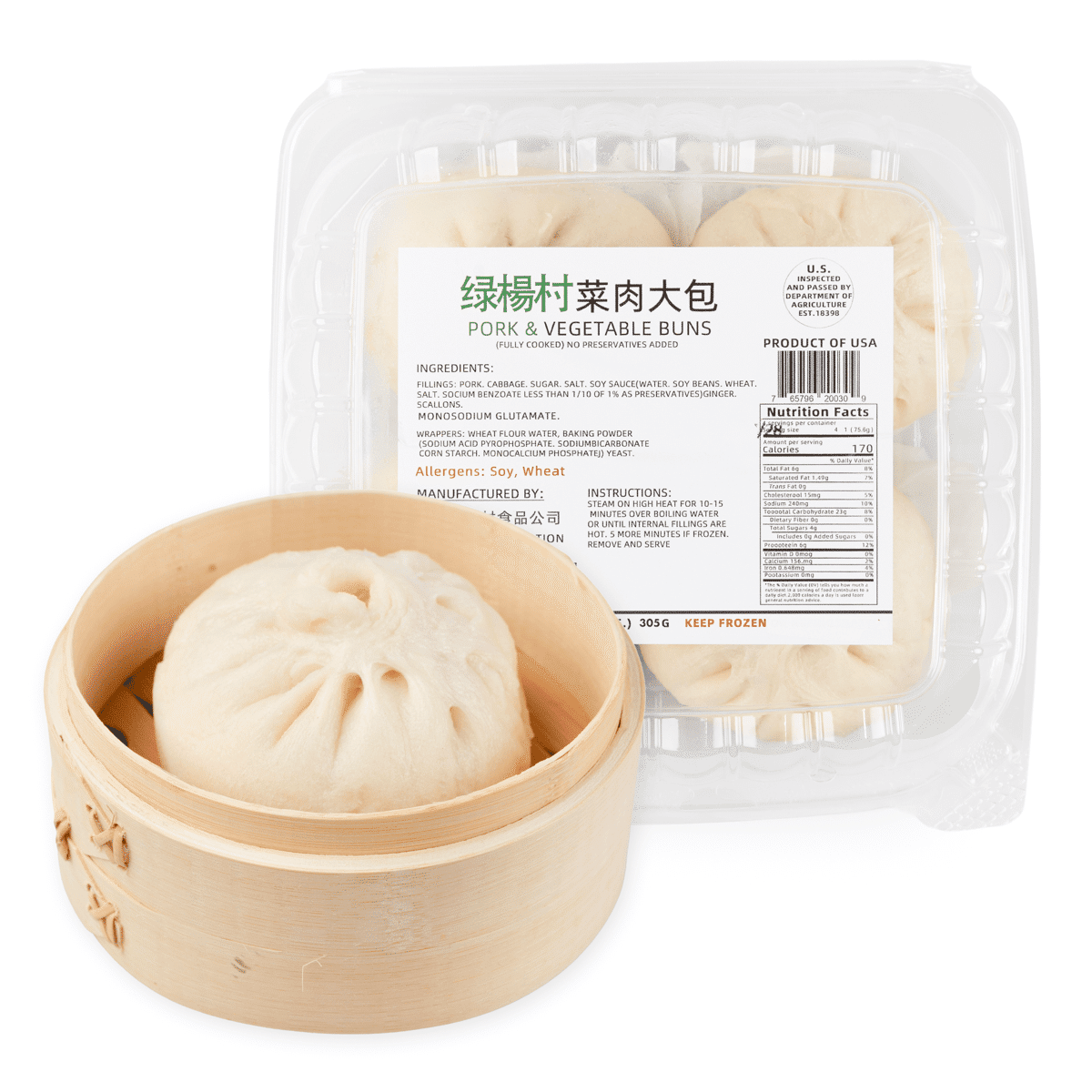 Bánh bao nhân thịt heo và rau củ LYC đông lạnh 12 oz