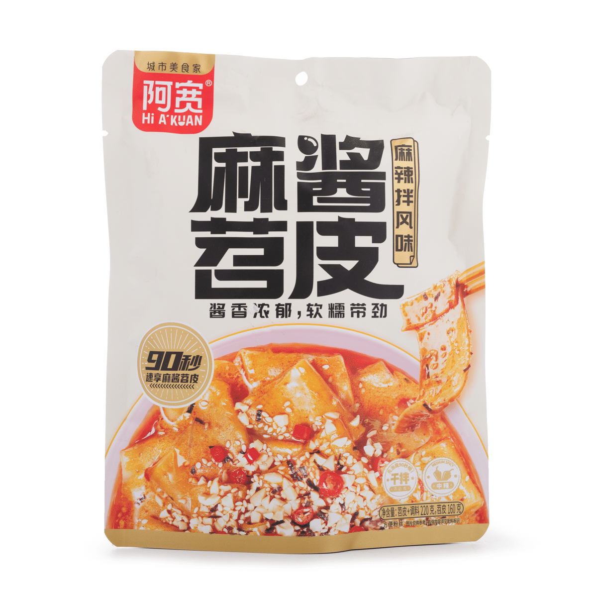 A Kuan Sweet Potato Broad Noodle Peanut & Sesame Paste Flavor 220 กรัม